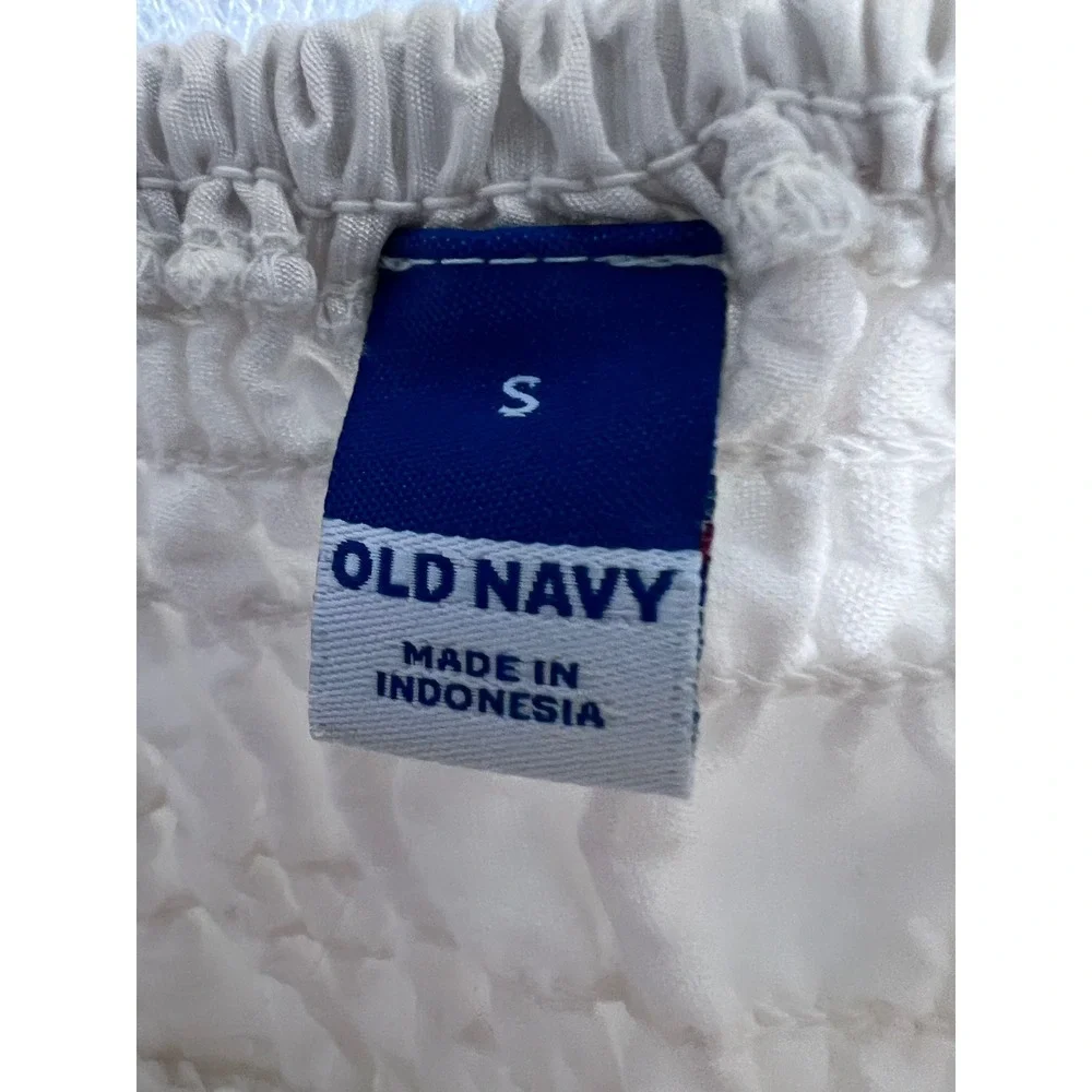 Old Navy Womens White Smocked Puff Sleeve Square Neck Peasant Top Small Boho